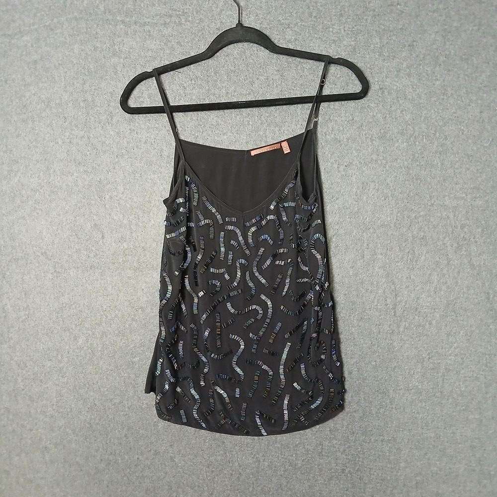 525 America M Beaded Tank Top 100% silk camisole fairy whimsygoth festival glam